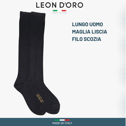 Calze Uomo Cotone Lunghe Liscio 6 Paia Calze Uomo Filo di Scozia Made in Italy Calzini Lunghi