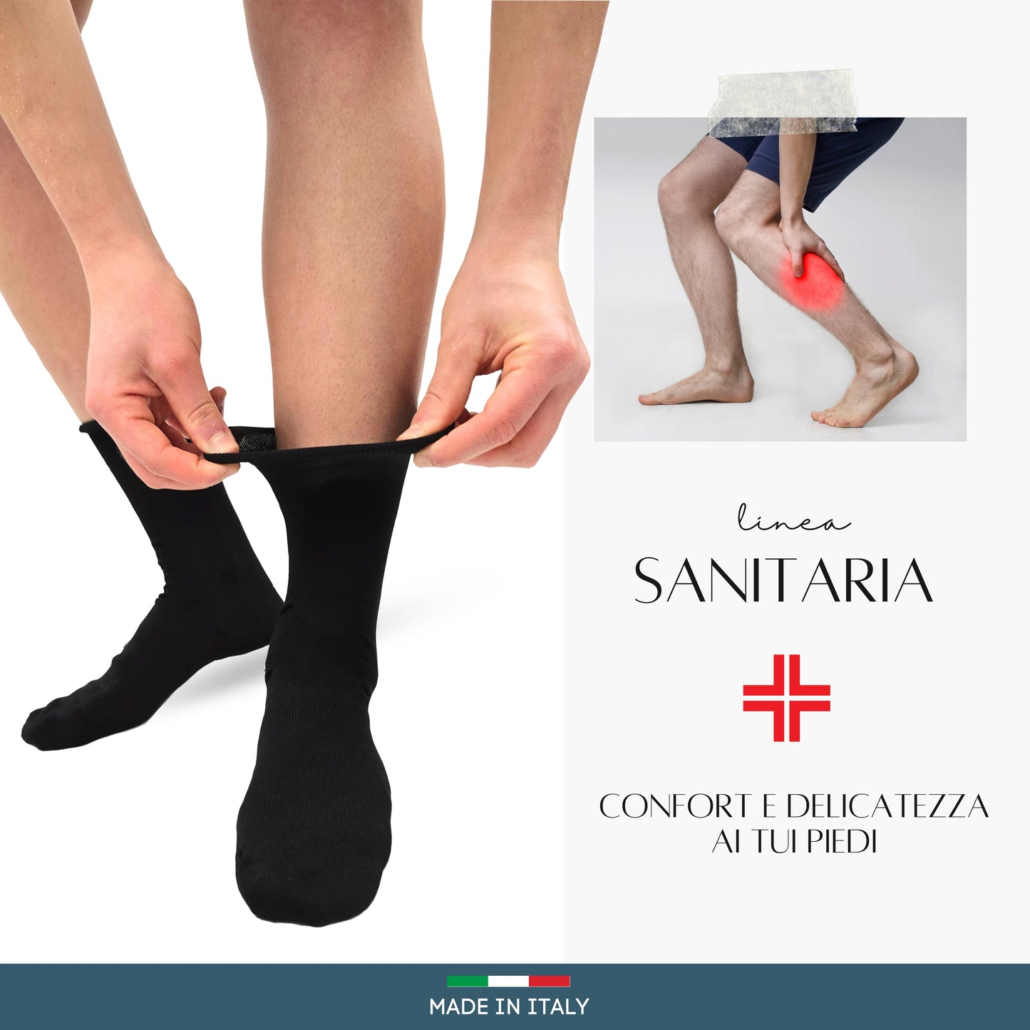 Calze per Diabetici 3 o 6 paia Calze Uomo Sanitarie Cotone filo di Scozia Calze Donna Senza Elastico calze  Made in Italy