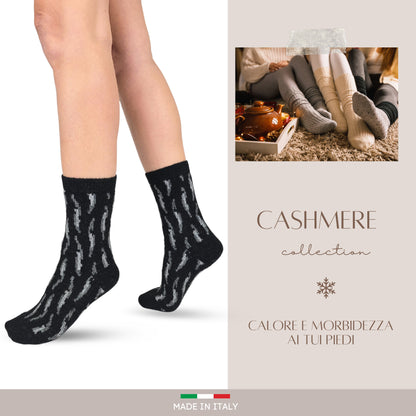 Calze Cashmere Donna Calzini Lana e Cachemire con Lurex Termici Invernali Made in Italy LUREX ASS1