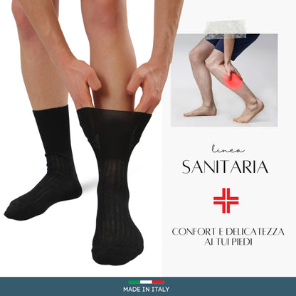 Calze Sanitarie Uomo Caldo Cotone Calzini Corti per Diabetici 6 paia Made in Italy