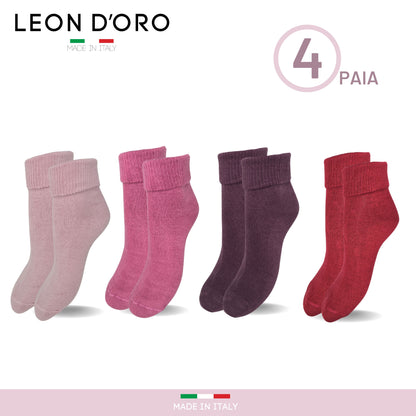 Calze da casa Donna, Calzettoni Invernali Donna, Calze Regalo Termiche 100% Made in Italy PINK