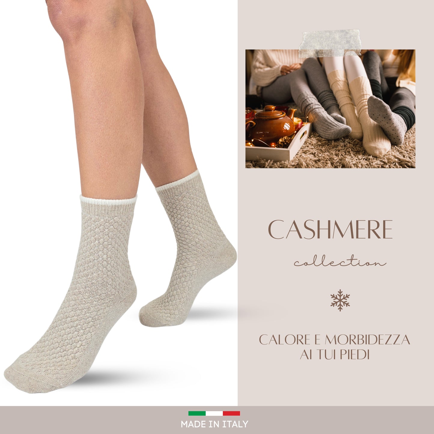 Calze Cashmere Donna Calzini Lana e Cachemire Termici Invernali Made in Italy LINKS