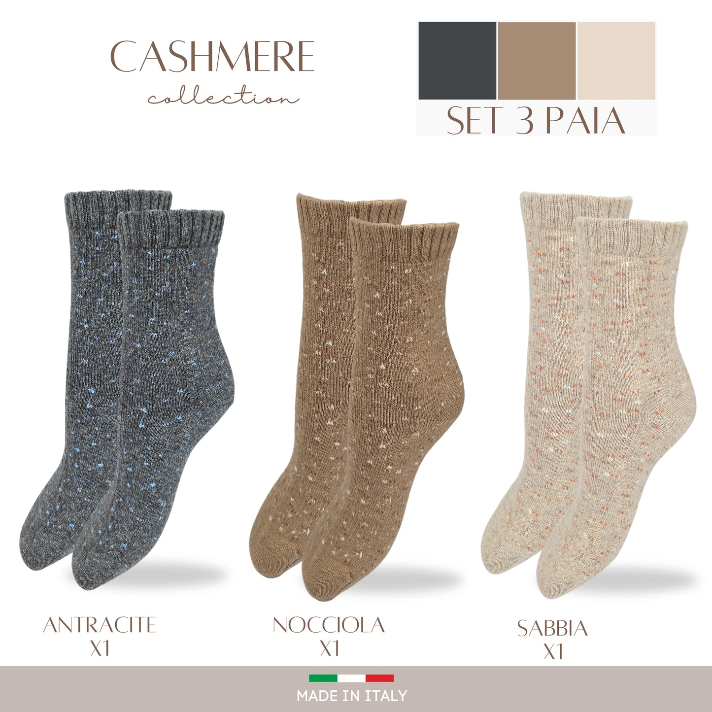 Calze Cashmere Donna Calzini Lana e Cachemire Termici Invernali Made in Italy BOTT ASS2