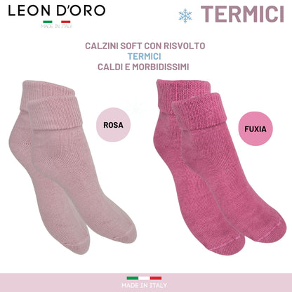 Calze da casa Donna, Calzettoni Invernali Donna, Calze Regalo Termiche 100% Made in Italy PINK