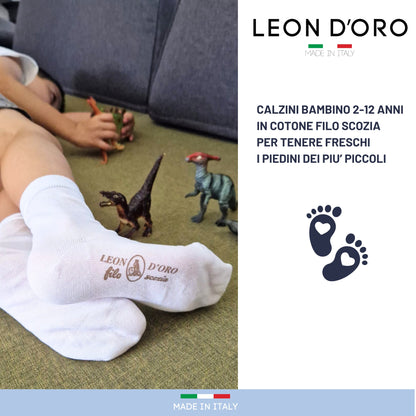 Calzino Bambino Cotone 3 Paia Calzini Bambino Filo di Scozia Calze Bimbo Made in Italy