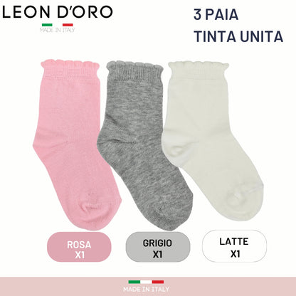 Calzini Bambina Caldo Cotone 6 Paia Calzino Invernale Neonata 0/6 mesi 6/12 mesi 12/18 mesi Made in Italy