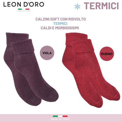 Calze da casa Donna, Calzettoni Invernali Donna, Calze Regalo Termiche 100% Made in Italy PINK