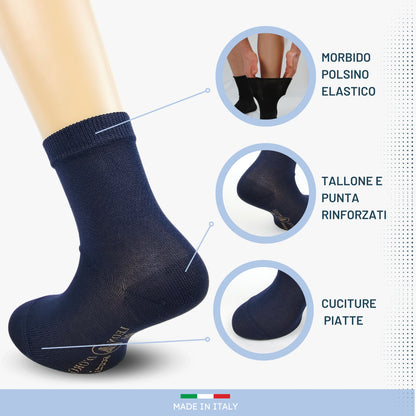 Calzino Bambino Cotone 3 Paia Calzini Bambino Filo di Scozia Calze Bimbo Made in Italy