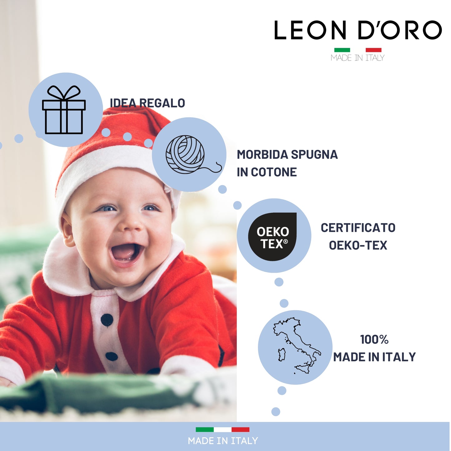 Calze Natale Neonato il primo Natale Calzini Regalo Scarpine 0-6 mesi Made in Italy