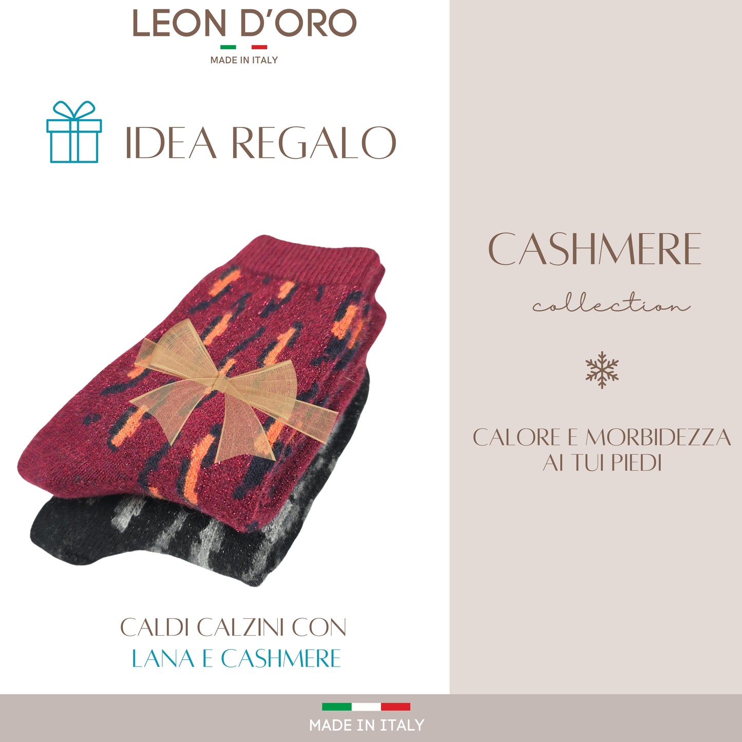 Calze Cashmere Donna Calzini Lana e Cachemire con Lurex Termici Invernali Made in Italy LUREX ASS1