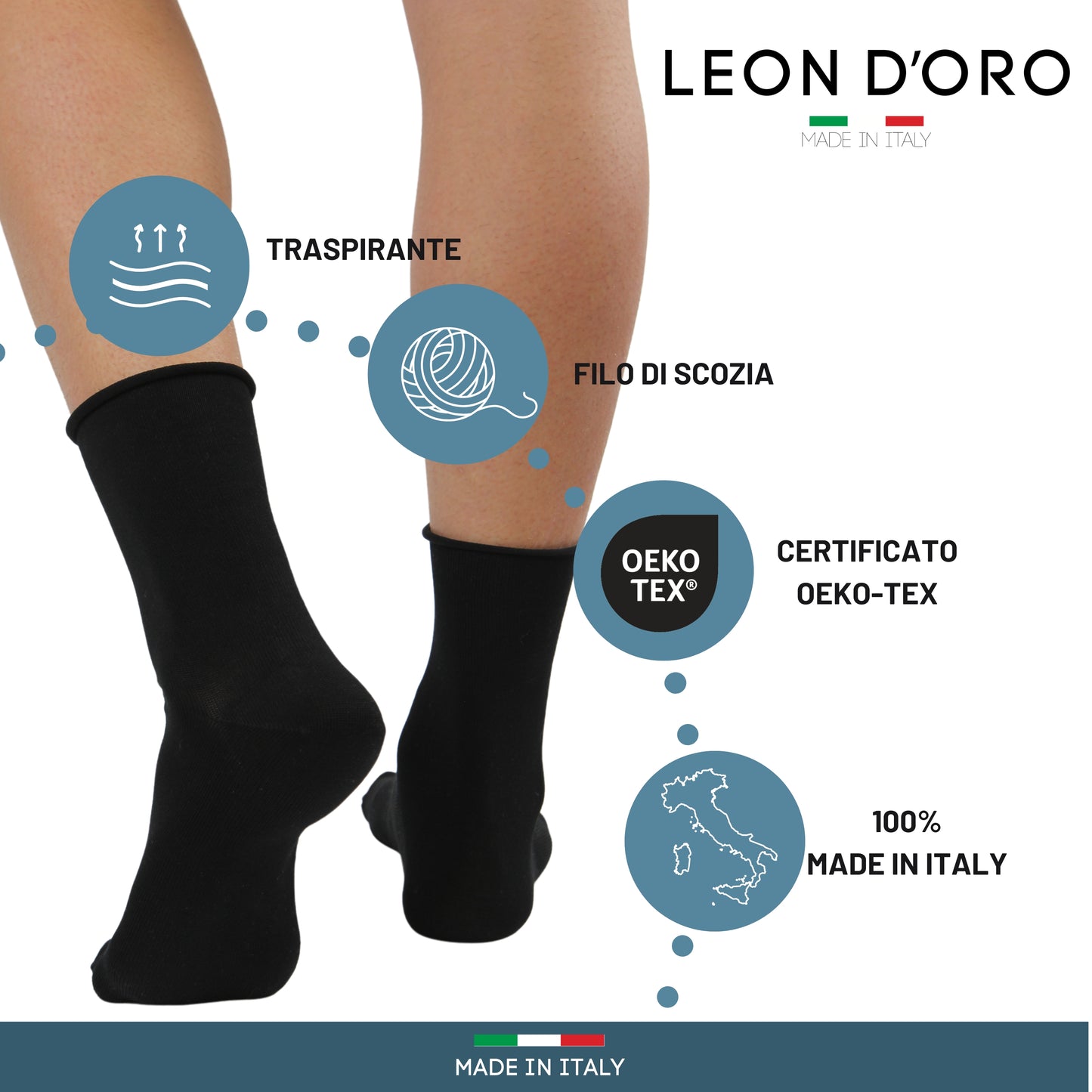 Calze per Diabetici 3 o 6 paia Calze Uomo Sanitarie Cotone filo di Scozia Calze Donna Senza Elastico calze  Made in Italy