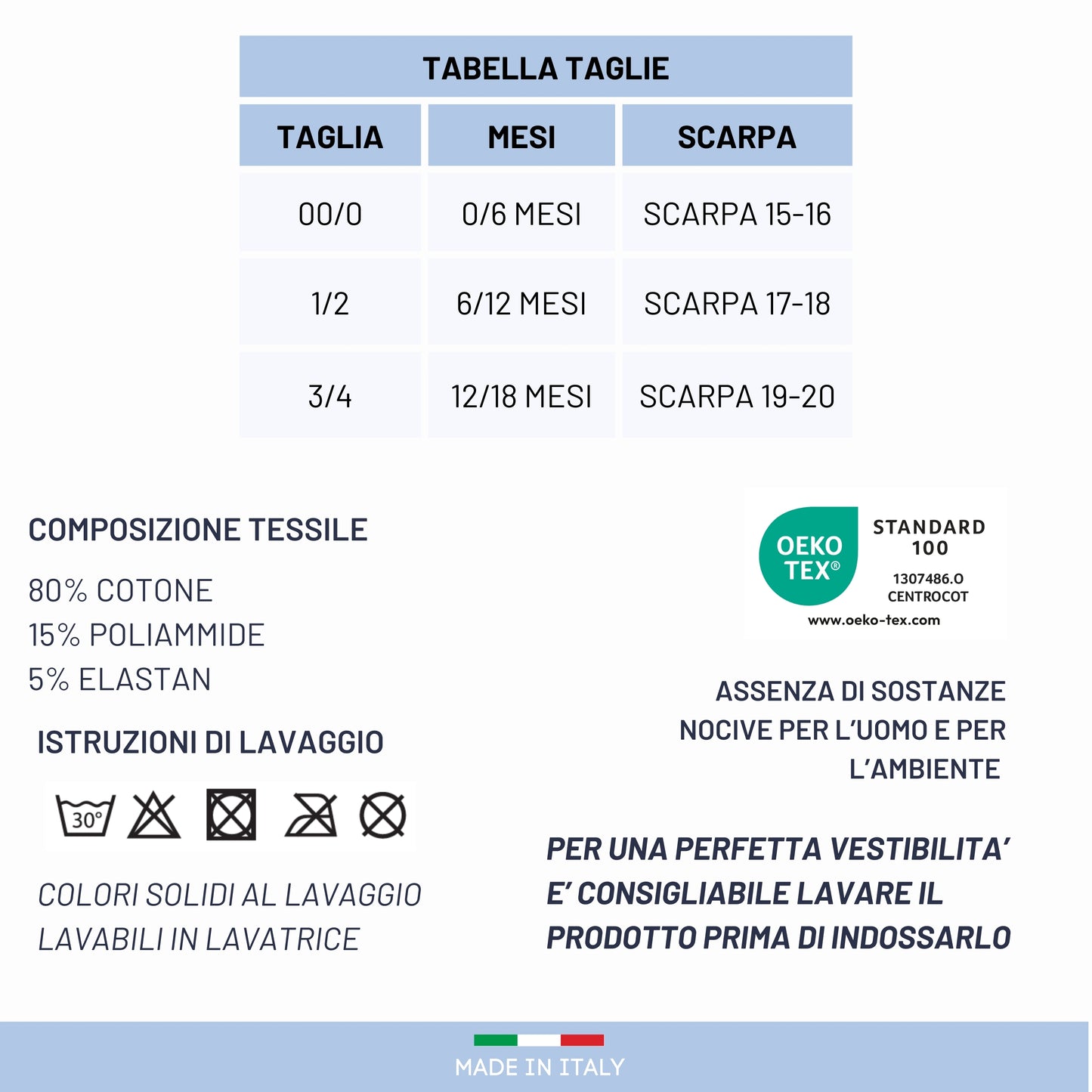 Calzini Bambino Caldo Cotone 6 Paia Calzino Invernale Neonato 0/6 mesi 6/12 mesi 12/18 mesi Made in Italy