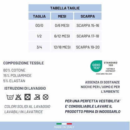 Calzini Bambino Caldo Cotone 6 Paia Calzino Invernale Neonato 0/6 mesi 6/12 mesi 12/18 mesi Made in Italy