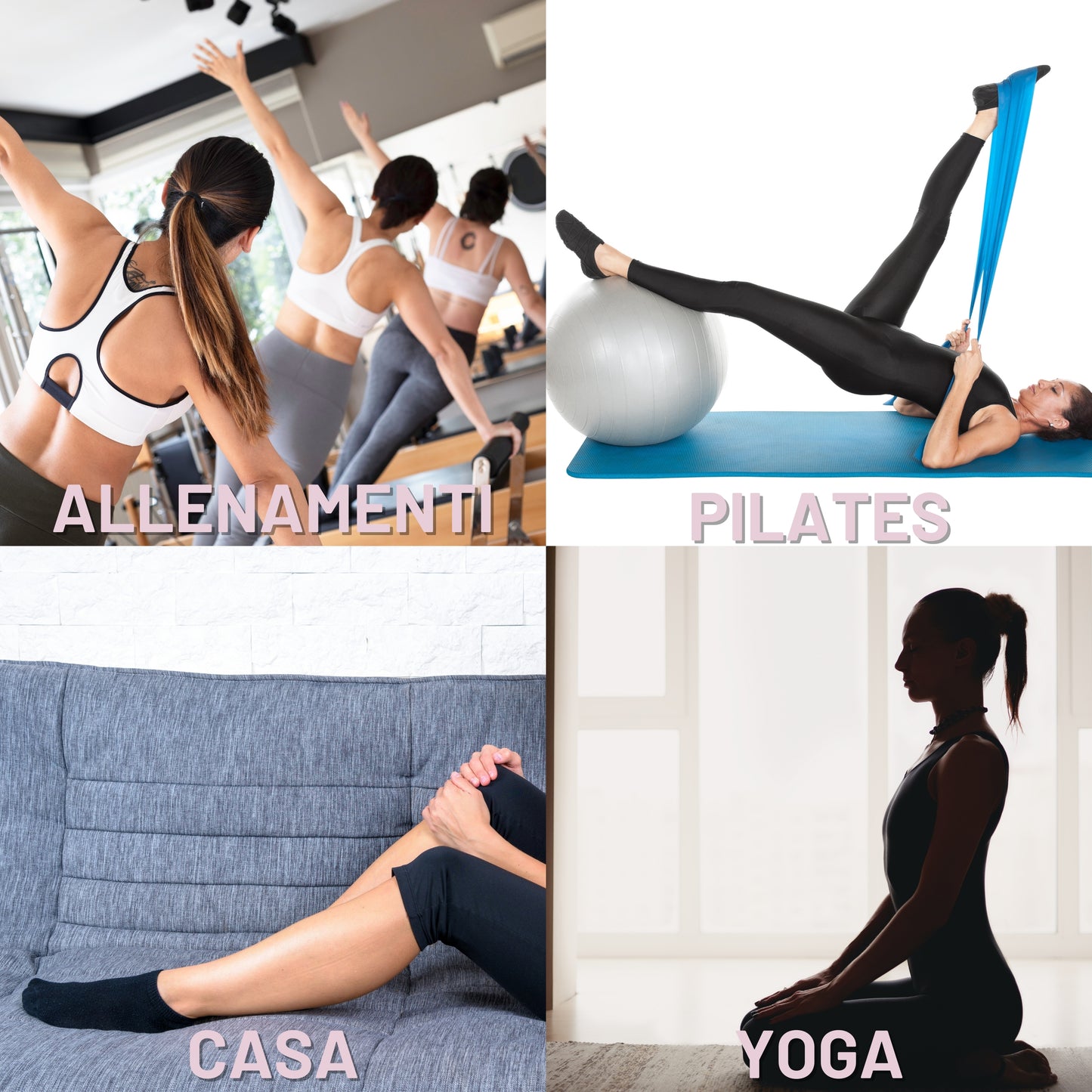 Calze donna Pilates Calzini Antiscivolo 3 Paia Calze yoga fitness ballo Made in Italy